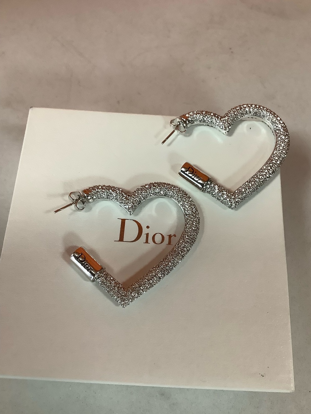 Dior Silver-tone Rhinestones Hoops